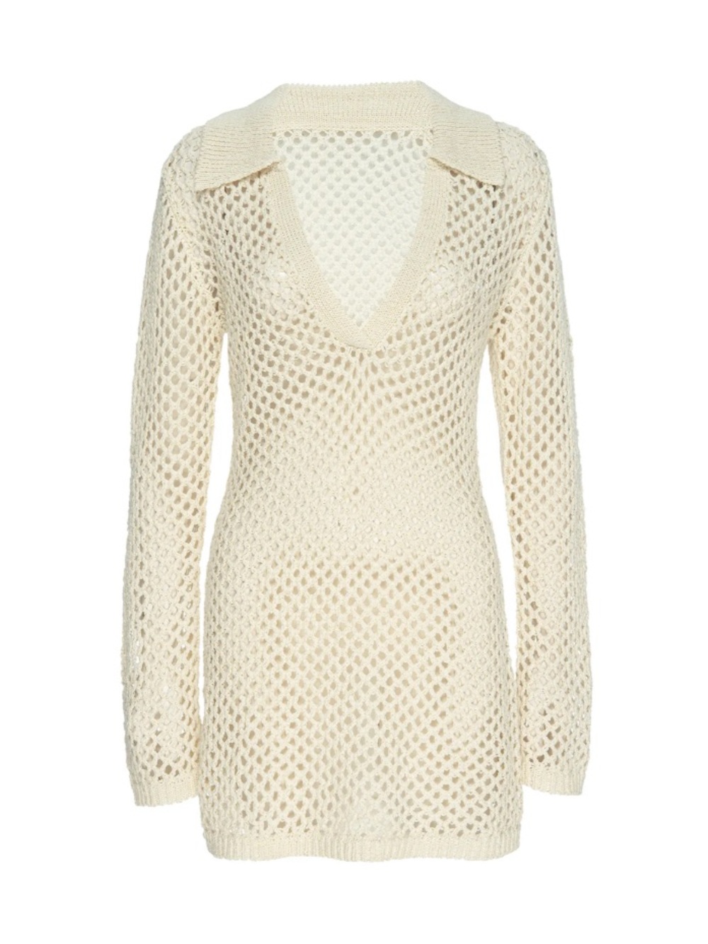 MONDAY SWIMWEAR Newport Dress in Ivory Crochet Cream Open-Knit V-Neck SMALL